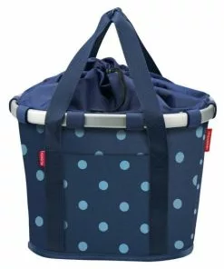 STYRTASKE CYKELKURV KLICKFIX BLÅ M/PRIKKER 15 LITER.