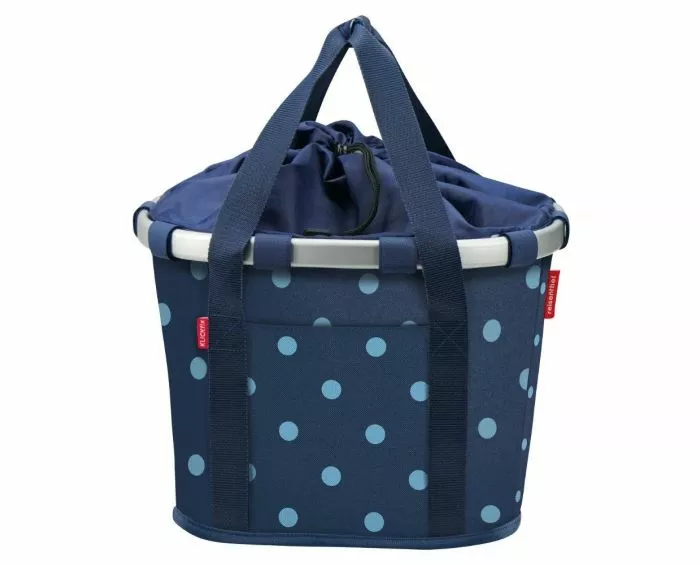 STYRTASKE CYKELKURV KLICKFIX BLÅ M/PRIKKER 15 LITER. 1 STYRTASKE CYKELKURV KLICKFIX BLÅ M/PRIKKER 15 LITER.